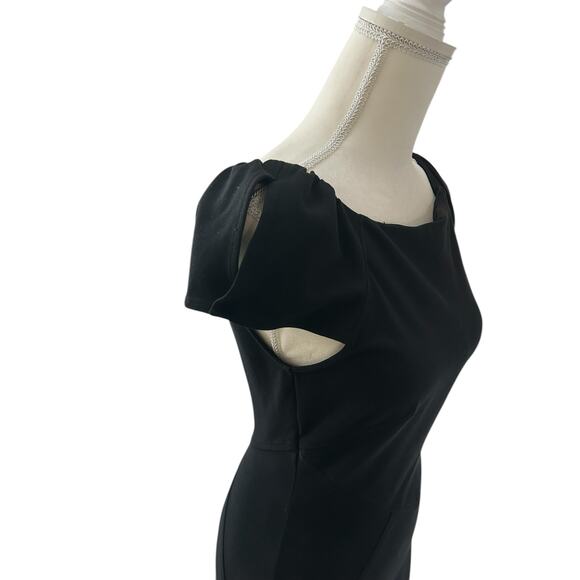 Diane Von Furstenberg Cap Sleeve Helen Midi V Neck Back Black Dress Size 6 Small - Picture 8 of 14